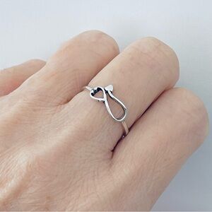 Sterling Silver Sideway Heart Stethoscope Ring, Silver Rings, Doctor, Medical